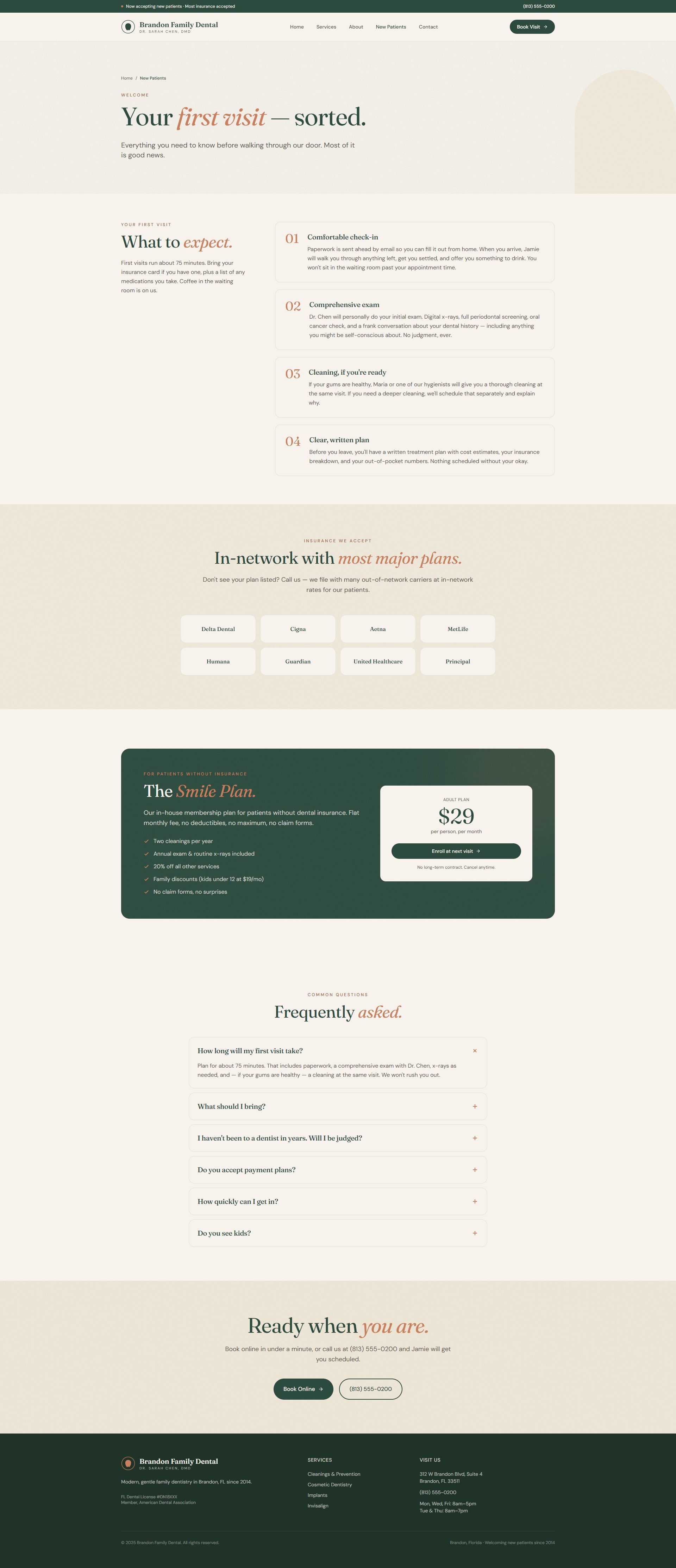 Dental new patients page sample