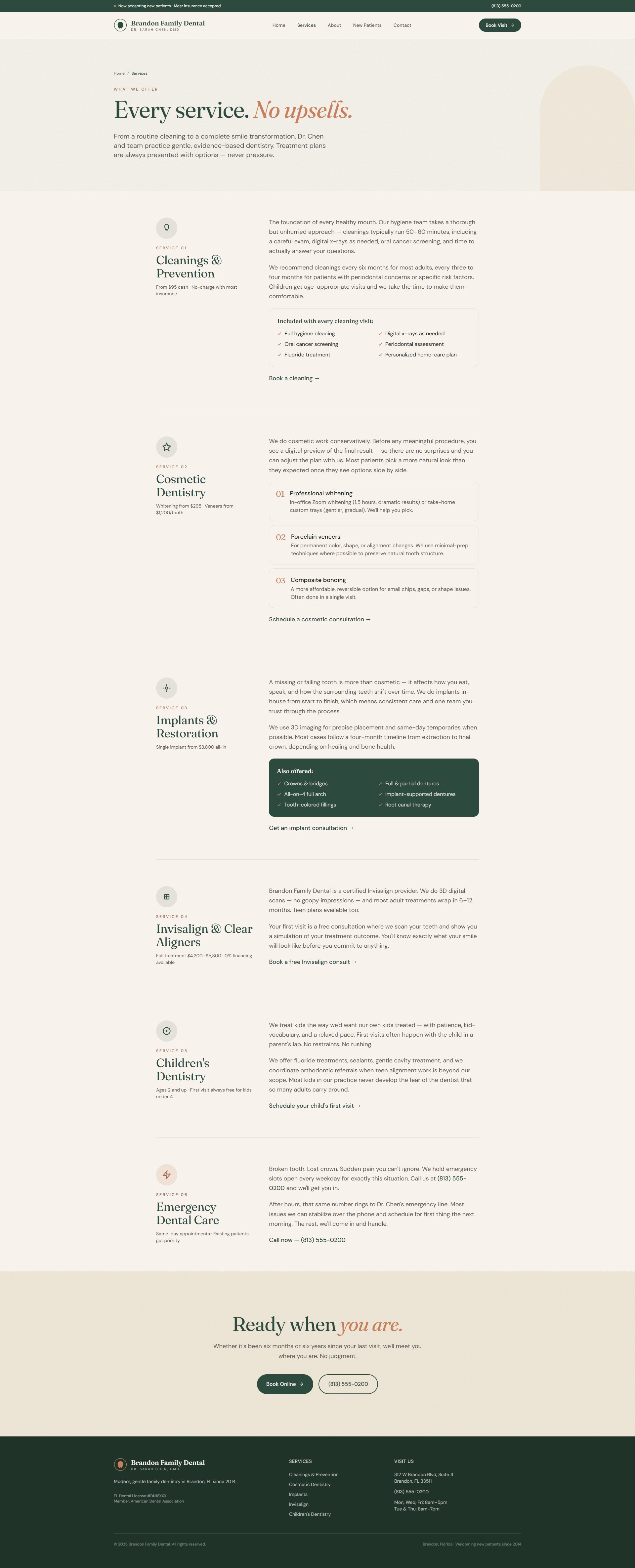 Dental services page sample